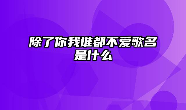 除了你我谁都不爱歌名是什么