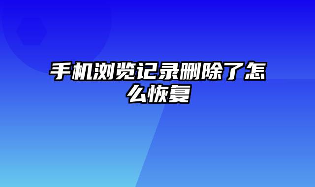 手机浏览记录删除了怎么恢复