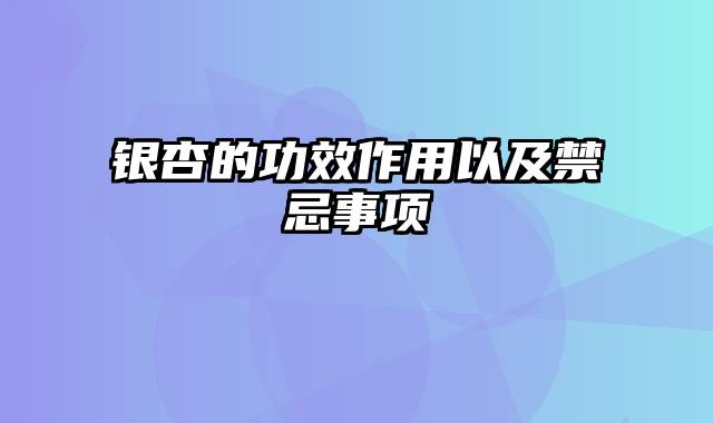 银杏的功效作用以及禁忌事项