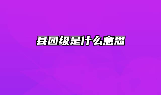 县团级是什么意思