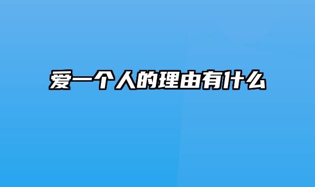 爱一个人的理由有什么