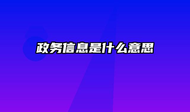 政务信息是什么意思