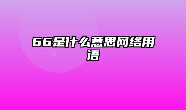 66是什么意思网络用语