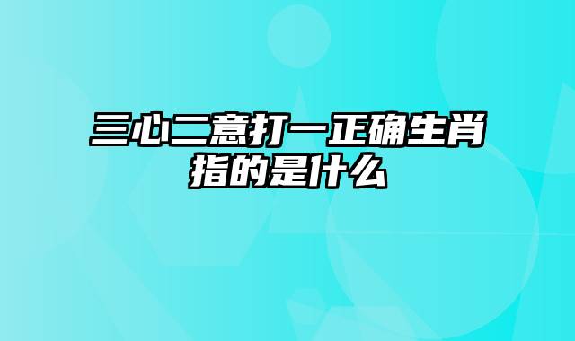 三心二意打一正确生肖指的是什么