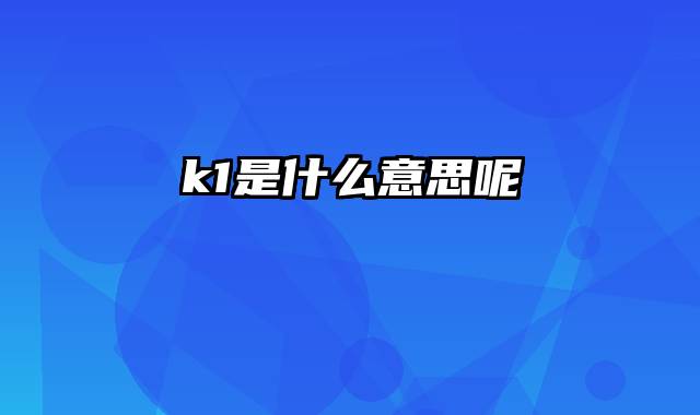 k1是什么意思呢