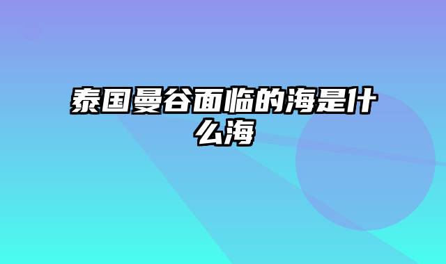 泰国曼谷面临的海是什么海