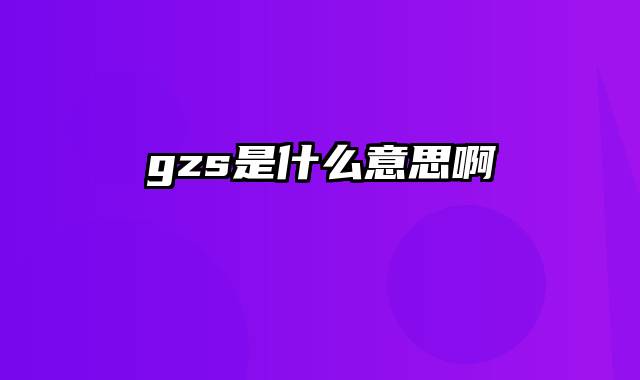 gzs是什么意思啊