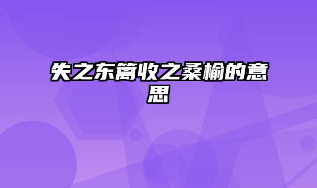 失之东篱收之桑榆的意思