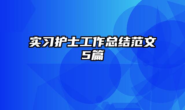 实习护士工作总结范文5篇