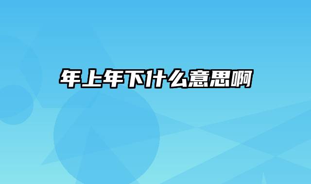 年上年下什么意思啊