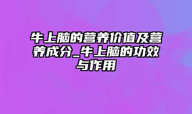 牛上脑的营养价值及营养成分_牛上脑的功效与作用