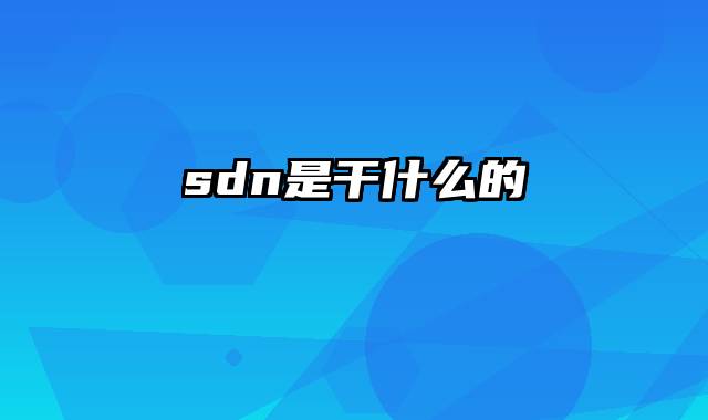 sdn是干什么的