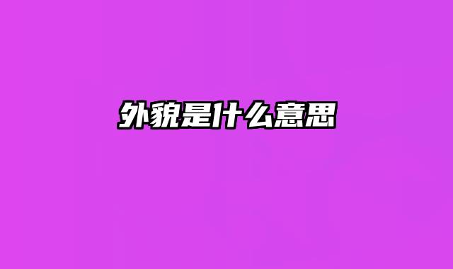 外貌是什么意思