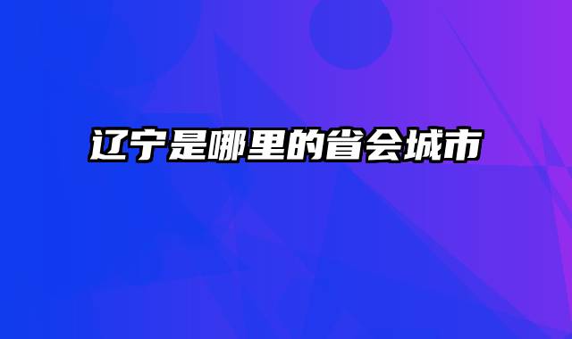 辽宁是哪里的省会城市