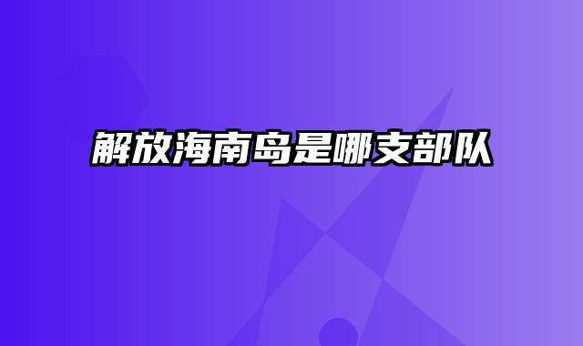 解放海南岛是哪支部队