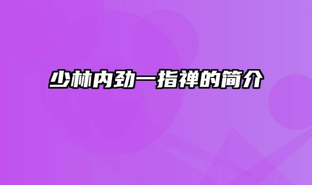 少林内劲一指禅的简介