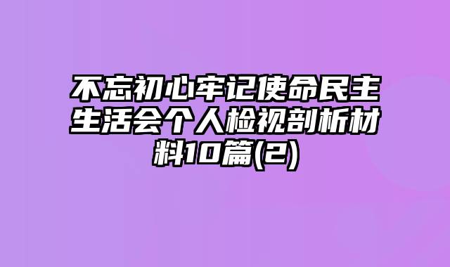 不忘初心牢记使命民主生活会个人检视剖析材料10篇(2)