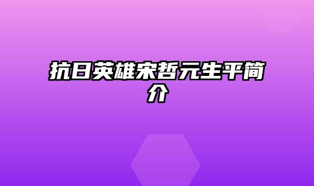 抗日英雄宋哲元生平简介