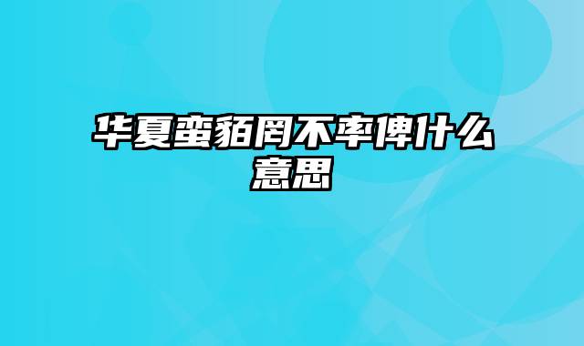 华夏蛮貊罔不率俾什么意思