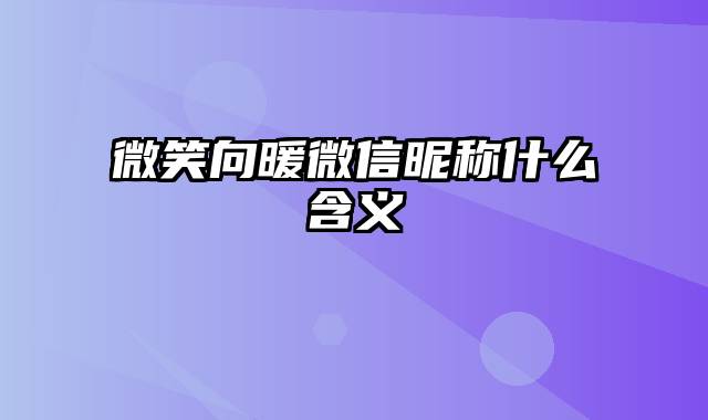 微笑向暖微信昵称什么含义