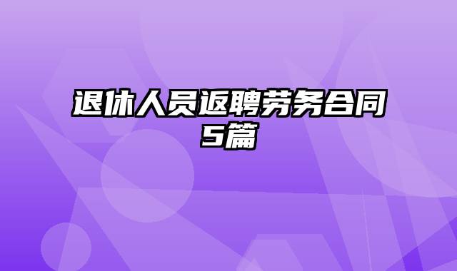 退休人员返聘劳务合同5篇