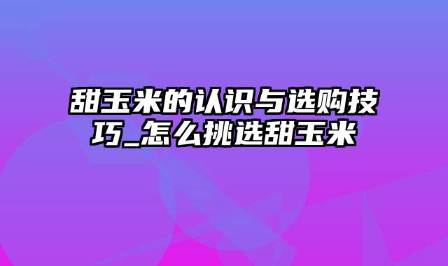 甜玉米的认识与选购技巧_怎么挑选甜玉米