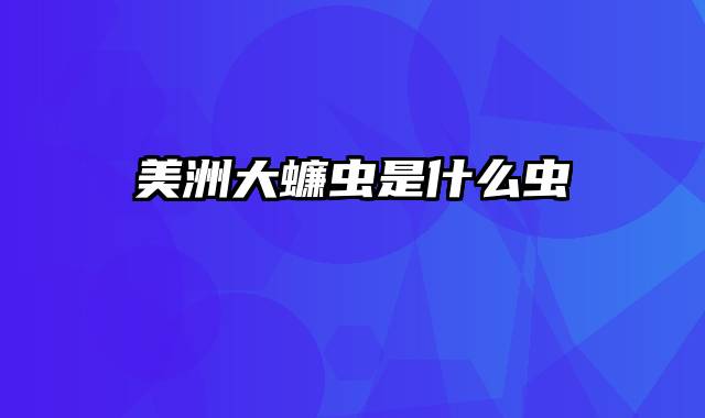 美洲大蠊虫是什么虫