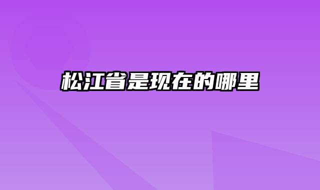 松江省是现在的哪里