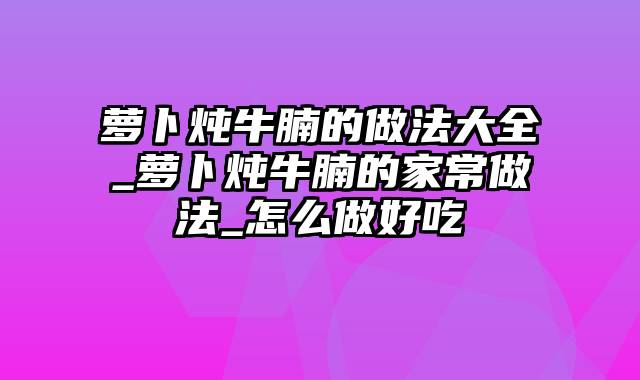 萝卜炖牛腩的做法大全_萝卜炖牛腩的家常做法_怎么做好吃