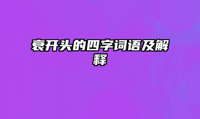 衰开头的四字词语及解释