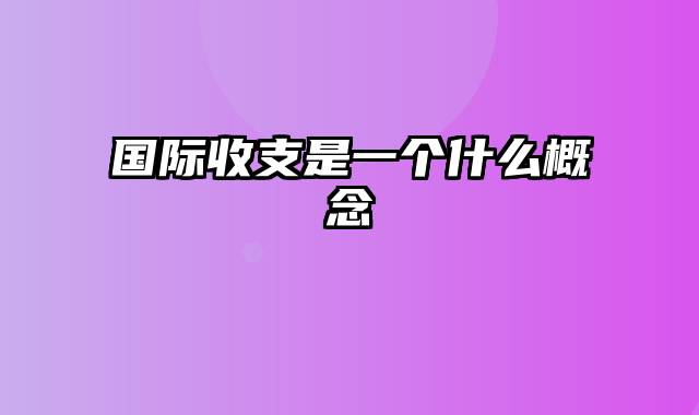 国际收支是一个什么概念