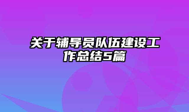 关于辅导员队伍建设工作总结5篇