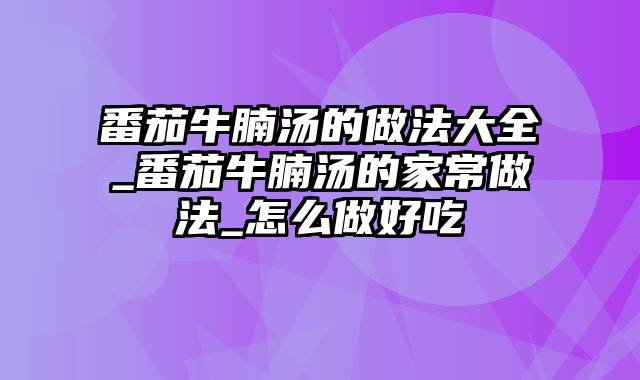 番茄牛腩汤的做法大全_番茄牛腩汤的家常做法_怎么做好吃