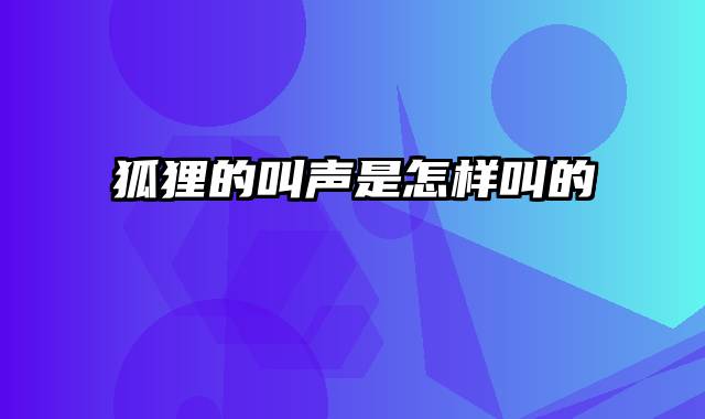 狐狸的叫声是怎样叫的