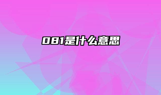 081是什么意思