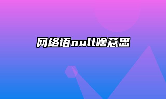 网络语null啥意思