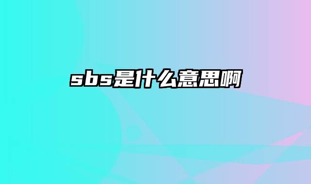 sbs是什么意思啊