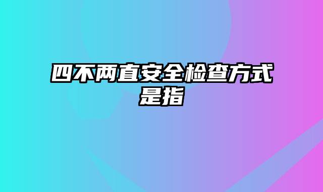 四不两直安全检查方式是指