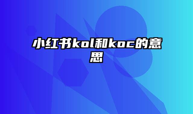 小红书kol和koc的意思