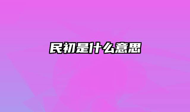 民初是什么意思