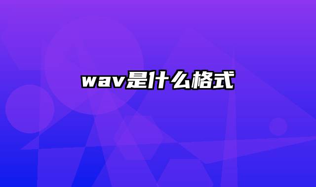 wav是什么格式