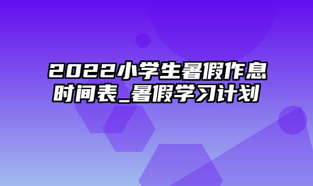 2022小学生暑假作息时间表_暑假学习计划