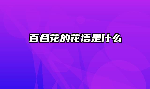 百合花的花语是什么