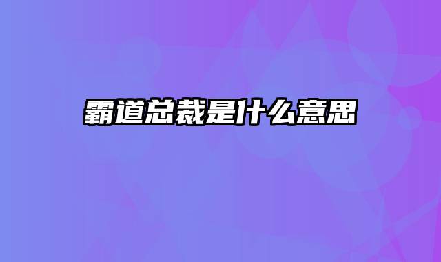 霸道总裁是什么意思