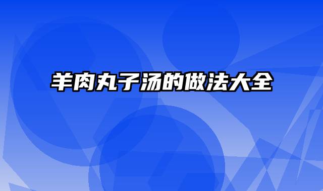 羊肉丸子汤的做法大全