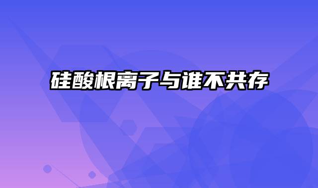 硅酸根离子与谁不共存