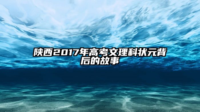 陕西2017年高考文理科状元背后的故事