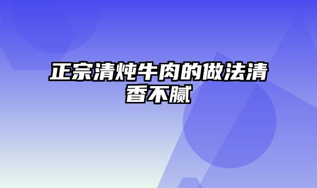 正宗清炖牛肉的做法清香不腻