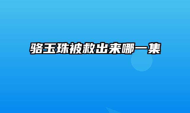 骆玉珠被救出来哪一集