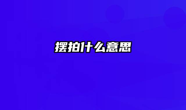 摆拍什么意思